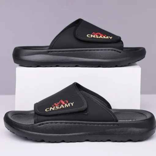 Men's Adjustable Slide Sandals - Comfortable Non-Slip Lightweight Casual Slippers for Indoor and Outdoor Use