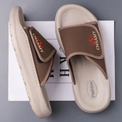 Men's Adjustable Slide Sandals - Comfortable Non-Slip Lightweight Casual Slippers for Indoor and Outdoor Use