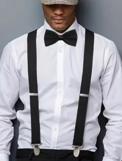 Men's Adjustable Suspenders and Bow Tie Set - Classic Formal Accessory for Weddings, Parties, and Business Events