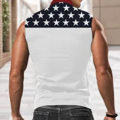 Men's American / USA National Flag Shirt Western Shirt Cowboy Shirt Sleeveless Western Style Outdoor Party Summer Spring Shirt Collar White