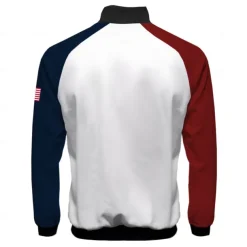 Men's American Flag Bomber Jacket Coat Breathable Comfortable Dailywear Zipper Side Pockets 3D Print Spring Fall Winter Standing Collar Long Sleeve Blue