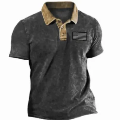 Men's American Flag Veterans Polo Shirts Golf Shirt Short Sleeve Polo Shirts Collared Shirts Casual Streetwear Vacation Wear Party Outfits Buttons 3D Print Blue Purple Green