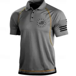 Men's American Flag Veterans Polo Shirts Golf Shirt Short Sleeve Polo Shirts Collared Shirts Casual Streetwear Vacation Wear Party Outfits Buttons 3D Print Black Blue Green