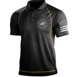 Men's American Flag Veterans Polo Shirts Golf Shirt Short Sleeve Polo Shirts Collared Shirts Casual Streetwear Vacation Wear Party Outfits Buttons 3D Print Black Blue Green