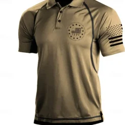 Men's American Flag Veterans Polo Shirts Golf Shirt Short Sleeve Polo Shirts Collared Shirts Casual Streetwear Vacation Wear Party Outfits Buttons 3D Print Black Blue Green