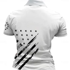 Men's American Flag Veterans Zip Polo Shirts Golf Shirt Short Sleeve Polo Shirts Collared Shirts Streetwear Vacation Wear Party Outfits 3D Print Quarter Zip Polo Spring & Summer White Blue