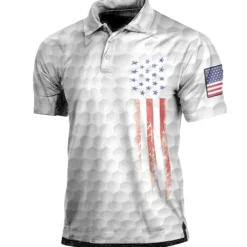 Men's American Flag Veterans Polo Shirts Golf Shirt Short Sleeve Polo Shirts Collared Shirts Casual Streetwear Vacation Wear Party Outfits Buttons 3D Print White