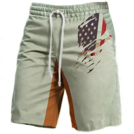 Men's American US Flag Graphic Prints Sweat Shorts Beach Shorts Terry Shorts Mid Waist Vintage Casual Daily Holiday Streetwear Drawstring Elastic Waist 3D Print Designer Clothing Apparel