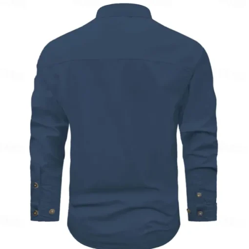 Men's American US Flag Patriotic Work Shirt Western Shirt Cargo Shirt Long Sleeve Casual Tactical Sports & Outdoor Going out Winter Spring & Fall Turndown Print Black Army Green Blue