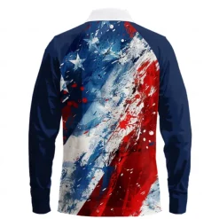 Men's American US Flag Veterans Polo Shirts Golf Shirt Long Sleeve Polo Shirts Collared Shirts Casual Streetwear Festival Wear Party Outfits Buttons 3D Print Spring & Summer Blue