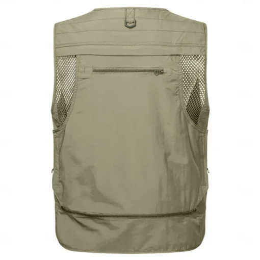 Men's American US Flag Waistcoat Gilet Fishing Vest Tactical Practical Removable Casual Sports Outdoor Fishing Photography Mesh Side Pockets Quick Dry Collarless Sleeveless Army Green Dark Blue