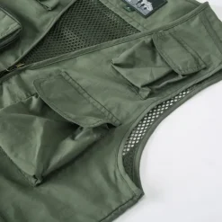 Men's American US Flag Waistcoat Gilet Fishing Vest Tactical Practical Removable Casual Sports Outdoor Fishing Photography Mesh Side Pockets Quick Dry Collarless Sleeveless Army Green Dark Blue
