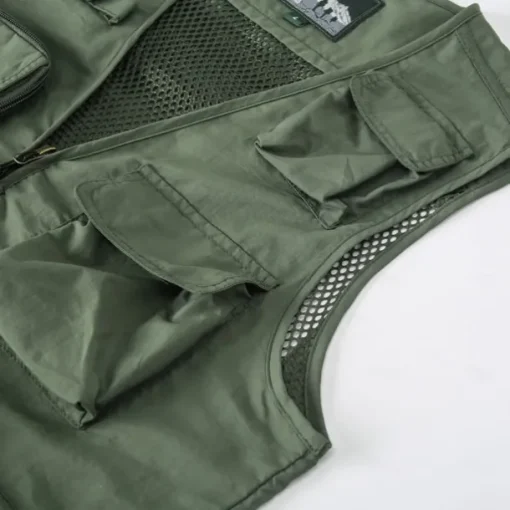 Men's American US Flag Waistcoat Gilet Fishing Vest Tactical Practical Removable Casual Sports Outdoor Fishing Photography Mesh Side Pockets Quick Dry Collarless Sleeveless Army Green Dark Blue