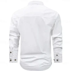 Men's American US Flag Work Shirt Western Shirt Cargo Shirt Long Sleeve Tactical Vintage Retro Sports Outdoor WorkWear Spring Fall Turndown Front Two Pockets Button Up Shirts Black White Army Green