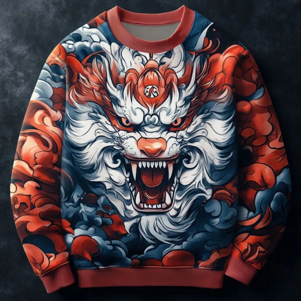 Men's Animal Cartoon Sweatshirt Sweatshirt Long Sleeve Sweatshirt Crew Neck Fashion Cool 3D 3D Printing Vacation Going out Streetwear Crewneck 3D Print Winter Spring & Fall