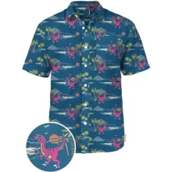Men's Animal Dinosaur Coconut Tree Shirt Summer Hawaiian Shirt Aloha Shirt Short Sleeves Shirt Turndown Tropical Hawaiian Designer Outdoor Casual Daily White Black / Green Navy Blue 3D Print S M L