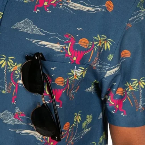 Men's Animal Dinosaur Coconut Tree Shirt Summer Hawaiian Shirt Aloha Shirt Short Sleeves Shirt Turndown Tropical Hawaiian Designer Outdoor Casual Daily White Black / Green Navy Blue 3D Print S M L