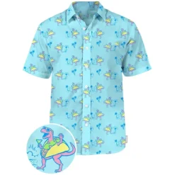 Men's Animal Dinosaur Coconut Tree Shirt Summer Hawaiian Shirt Aloha Shirt Short Sleeves Shirt Turndown Tropical Hawaiian Designer Outdoor Casual Daily White Black / Green Navy Blue 3D Print S M L