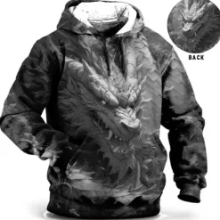 Men's Animal Dragon Graphic Prints Hoodie Hoodies Sweatshirt Daily Classic Long Sleeve Hooded Holiday Going out Streetwear Blue Brown Print Spring & Fall Designer