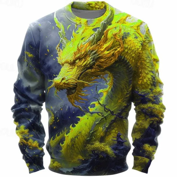Men's Animal Dragon Sweatshirts Sweatshirt Pullover Long Sleeve Sweatshirt Crew Neck Fashion Casual Street Style 3D Print Going out Streetwear 3D Print Spring & Fall