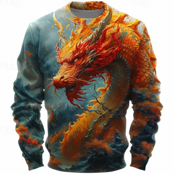 Men's Animal Dragon Sweatshirts Sweatshirt Pullover Long Sleeve Sweatshirt Crew Neck Fashion Casual Street Style 3D Print Going out Streetwear 3D Print Spring & Fall