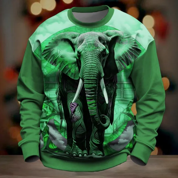 Men's Animal Elephant Sweatshirt Long Sleeve Sweatshirt Pullover Daily Casual 3D Print Vacation Holiday Going out Print Spring & Fall