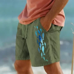 Men's Animal Fish Shorts Summer Shorts Beach Shorts Mid Waist Hawaiian Casual Outdoor Holiday Going out Drawstring Elastic Waist Print Designer Clothing Apparel