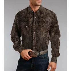Men's Animal Horse Graphic Prints Shirt Western Shirt Cowboy Shirt Long Sleeve Fashion Designer Casual Outdoor Daily Fall & Winter Turndown Print Button-Down White Black / Green Light Green Black