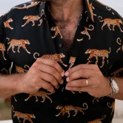 Men's Animal Leopard Shirt Summer Hawaiian Shirt Aloha Shirt Short Sleeves Shirt Turndown Tropical Fashion Hawaiian Outdoor Street Hawaiian Black Brown Green S M L