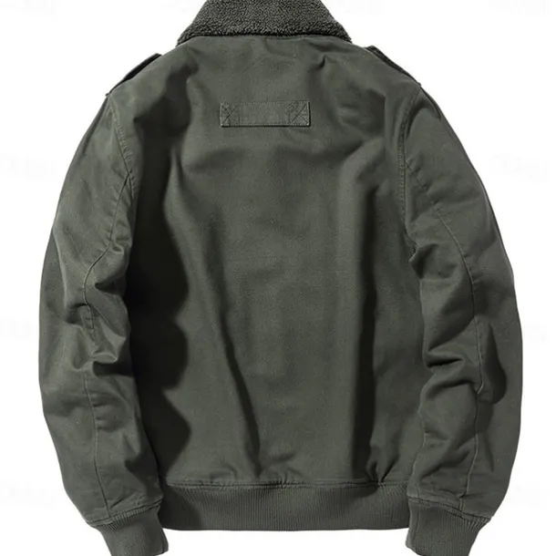 Men's Animal Reindeer Embroidered Fleece Jacket Cargo Jacket Long Sleeve Military Tactical Thermal Warm Coat Vintage Casual Style Cotton Bomber Jacket with Turn-down Collar khaki Army Green Dark Blue