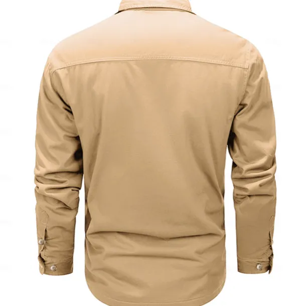 Men's Animal Reindeer Work Shirt Western Shirt Cargo Shirt Long Sleeve Casual Sports & Outdoor Going out Fall Winter Turndown Print Army Green Khaki