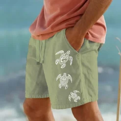 Men's Animal Sea Turtle Shorts Summer Shorts Beach Shorts Mid Waist Hawaiian Casual Outdoor Holiday Going out Elastic Waist Drawstring Print Designer Clothing Apparel