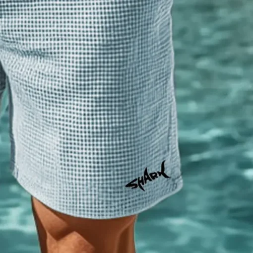 Men's Animal Shark Sea Creatures Waffle Shorts Sweat Shorts Casual Shorts Mid Waist Fashion Casual Vacation Jogging Workout Elastic Drawstring Waist Shorts with Pockets Designer Clothing Apparel