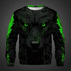 Men's Animal Wolf Sweatshirts Sweatshirt Pullover Long Sleeve Sweatshirt Crew Neck 3D Subculture 3D Print Vacation Holiday Going out 3D Print Spring & Fall
