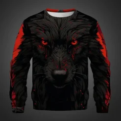Men's Animal Wolf Sweatshirts Sweatshirt Pullover Long Sleeve Sweatshirt Crew Neck 3D Subculture 3D Print Vacation Holiday Going out 3D Print Spring & Fall