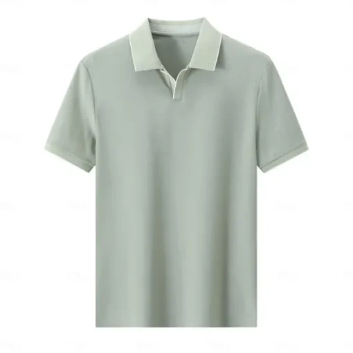 Men's Anti-bacterial UV Protection Cooling T Shirt Fold-over V Neck Collar School Training Short Sleeve with White Trim Clothing Apparel