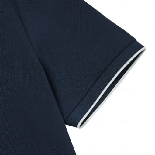Men's Anti-bacterial UV Protection Cooling T Shirt Fold-over V Neck Collar School Training Short Sleeve with White Trim Clothing Apparel