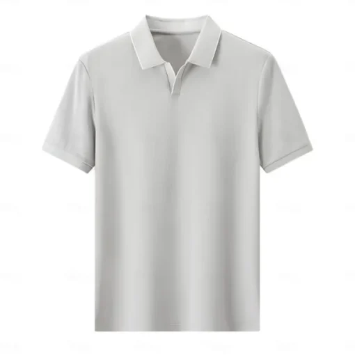 Men's Anti-bacterial UV Protection Cooling T Shirt Fold-over V Neck Collar School Training Short Sleeve with White Trim Clothing Apparel