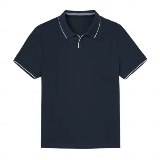 Men's Anti-bacterial UV Protection Cooling T Shirt Fold-over V Neck Collar School Training Short Sleeve with White Trim Clothing Apparel