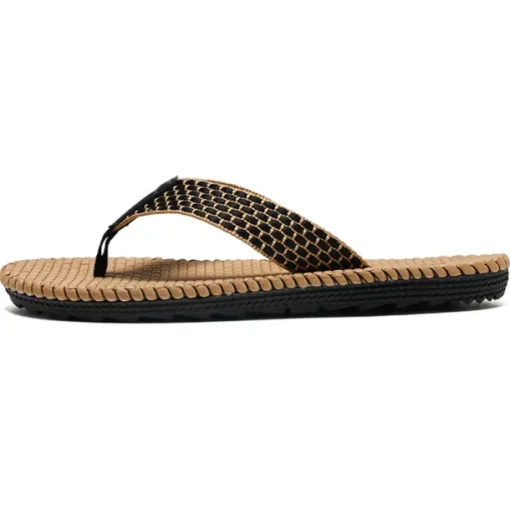 Men's Anti-Slip Woven Flip Flops with Cushioned Sole – Breathable Casual Beach Sandals for Summer, Travel & Daily Wear