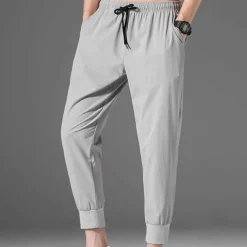 Men's Athletic Pants Cropped Pants Casual Pants Pocket Drawstring Elastic Waist Plain Comfort Outdoor Daily Going out Fashion Streetwear Black Grey