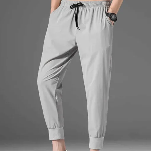 Men's Athletic Pants Cropped Pants Casual Pants Pocket Drawstring Elastic Waist Plain Comfort Outdoor Daily Going out Fashion Streetwear Black Grey
