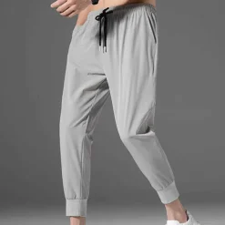 Men's Athletic Pants Cropped Pants Casual Pants Pocket Drawstring Elastic Waist Plain Comfort Outdoor Daily Going out Fashion Streetwear Black Grey