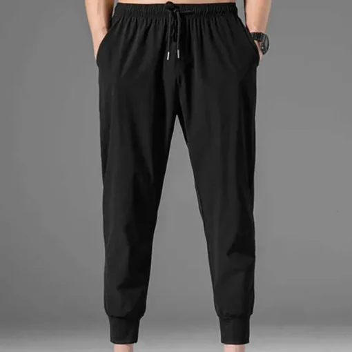 Men's Athletic Pants Cropped Pants Casual Pants Pocket Drawstring Elastic Waist Plain Comfort Outdoor Daily Going out Fashion Streetwear Black Grey