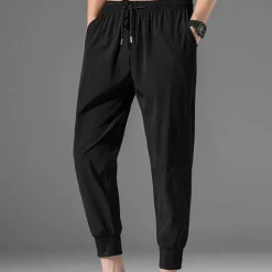 Men's Athletic Pants Cropped Pants Casual Pants Pocket Drawstring Elastic Waist Plain Comfort Outdoor Daily Going out Fashion Streetwear Black Grey