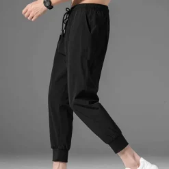 Men's Athletic Pants Cropped Pants Casual Pants Pocket Drawstring Elastic Waist Plain Comfort Outdoor Daily Going out Fashion Streetwear Black Grey