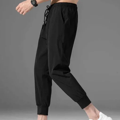 Men's Athletic Pants Cropped Pants Casual Pants Pocket Drawstring Elastic Waist Plain Comfort Outdoor Daily Going out Fashion Streetwear Black Grey