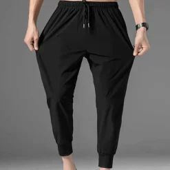 Men's Athletic Pants Cropped Pants Casual Pants Pocket Drawstring Elastic Waist Plain Comfort Outdoor Daily Going out Fashion Streetwear Black Grey