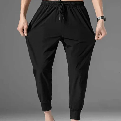 Men's Athletic Pants Cropped Pants Casual Pants Pocket Drawstring Elastic Waist Plain Comfort Outdoor Daily Going out Fashion Streetwear Black Grey