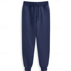 Men's Athletic Pants Fleece Pants Sweatpants Joggers Trousers Pocket Drawstring Elastic Waist Plain Comfort Outdoor Daily Going out Fashion Streetwear Black Navy Blue